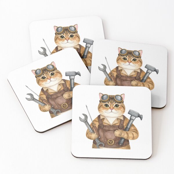 Item preview, Steampunk Cat Mechanic With Tools Character designed and sold by BetweenForms.