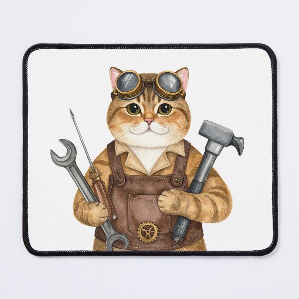 Item preview, Steampunk Cat Mechanic With Tools Character designed and sold by BetweenForms.