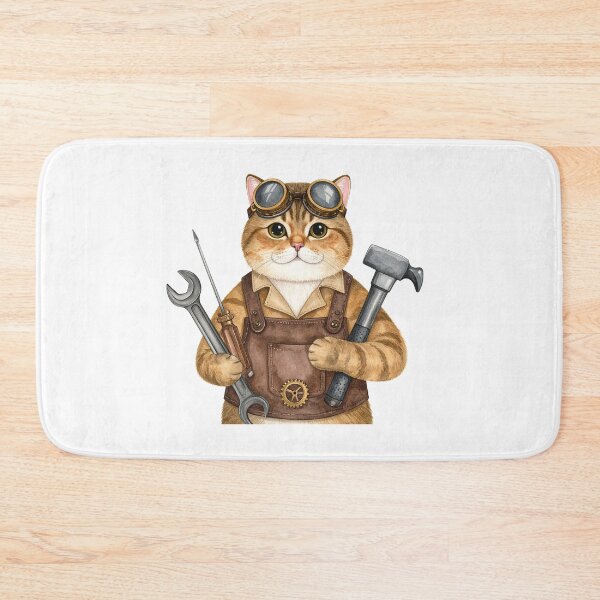 Item preview, Steampunk Cat Mechanic With Tools Character designed and sold by BetweenForms.