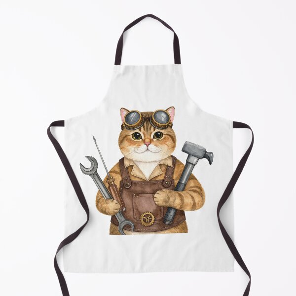 Item preview, Steampunk Cat Mechanic With Tools Character designed and sold by BetweenForms.
