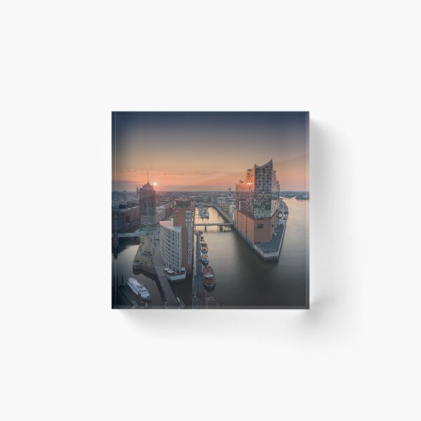 Item preview, Elbphilharmonie Hamburg at sunset in the harbor designed and sold by JonesHH.