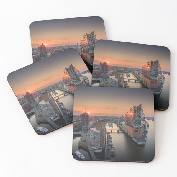 Item preview, Elbphilharmonie Hamburg at sunset in the harbor designed and sold by JonesHH.