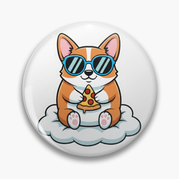 Item preview, Chubby corgi wearing oversized sunglasses designed and sold by AIlstickersBRL.