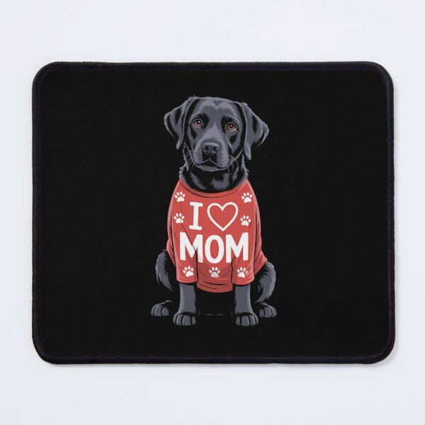 Item preview, Black Labrador Wearing a red Shirt, paw Prints I Love MOM designed and sold by fantasticdesign.