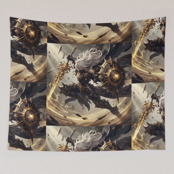 Item preview, Radiant Fury: Epic Anime Dark Knight with Divine Golden Magic designed and sold by MouradStudio.