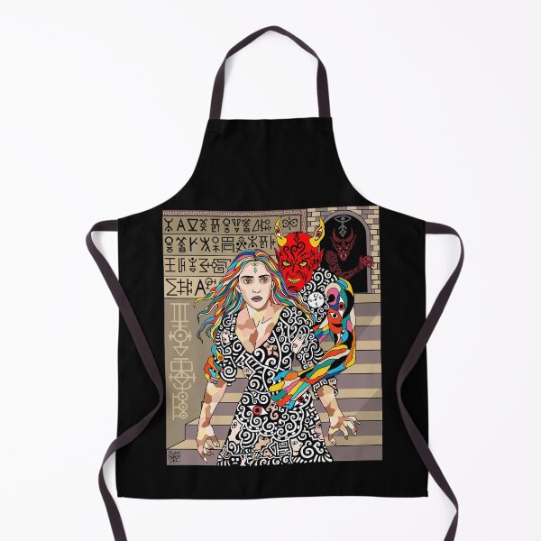 Item preview, Evil Spirit Guardian Colorful Surreal Tattoo Woman Psychedelic Abstract Fantasy Artwork designed and sold by DrawHandArt.