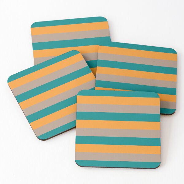 Item preview, 3 TEAL, ORANGE AND WARM TAU[PE Horizontal STRIPES designed and sold by RachelMacht.