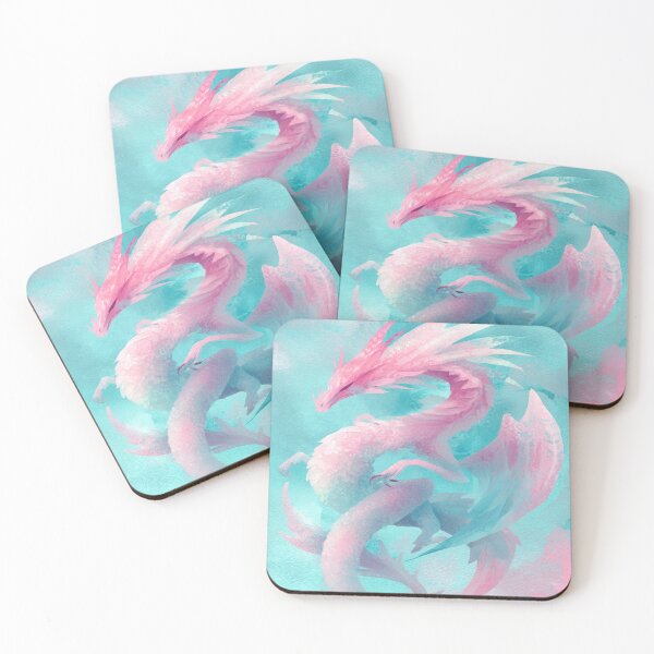 Item preview, Ethereal Pastel Pink Teal Watercolor Dragon Art designed and sold by NicolasGlowArt.