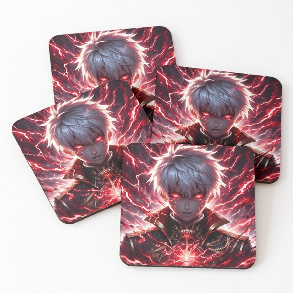 Item preview, Crimson Surge Awakening: Overpowered Anime Boy with Red Lightning and Glowing Eyes designed and sold by MouradStudio.