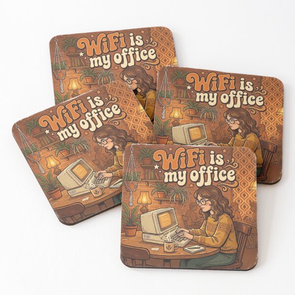 Item preview, WiFi Is My Office Cozy Vintage Coffee Shop Retro 70s Aesthetic Design designed and sold by urbinet.