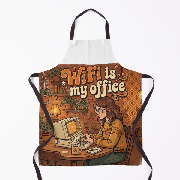 Item preview, WiFi Is My Office Cozy Vintage Coffee Shop Retro 70s Aesthetic Design designed and sold by urbinet.