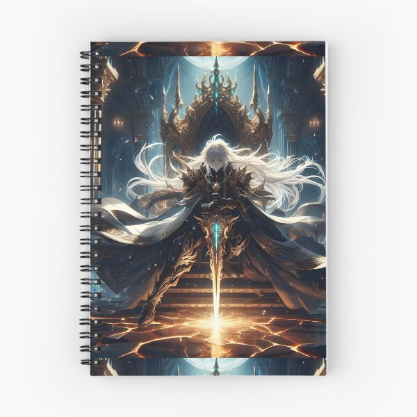 Item preview, Supreme Sovereign: White-Haired Anime Emperor on a Celestial Throne with a Glowing Golden Sword designed and sold by MouradStudio.