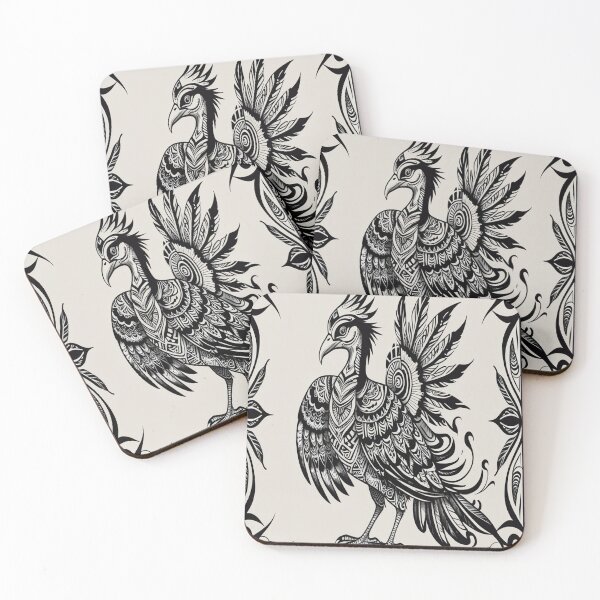 Item preview, Tribal Exotic Bird Tattoo Style – Symmetrical Monochrome Ethnic Pattern Design designed and sold by Max Store.