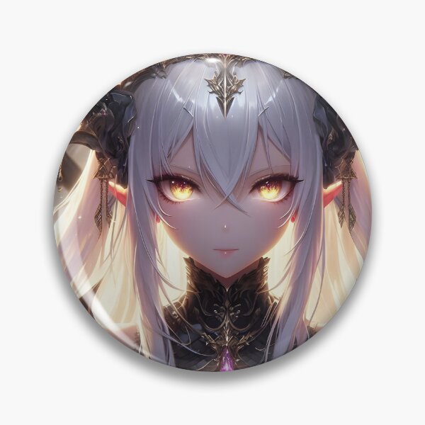 Item preview, Infernal Sovereignty: Intricate White-Haired Demon Queen with Glowing Eyes in Gothic Armor designed and sold by MouradStudio.
