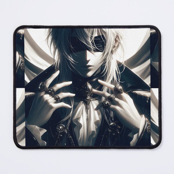 Item preview, The Blind Seer: Blindfolded White-Haired Anime Prophet with Ornated Rings designed and sold by MouradStudio.