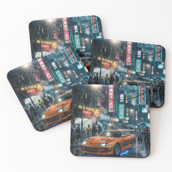 Item preview, Modified tuner car under glowing digital signs designed and sold by RevUpDesign.