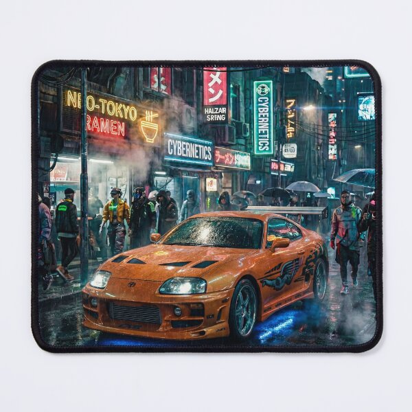 Item preview, Modified tuner car under glowing digital signs designed and sold by RevUpDesign.