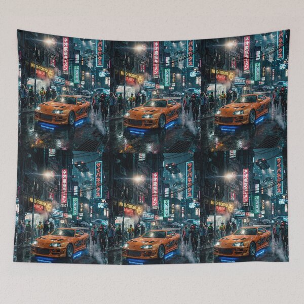 Item preview, Modified tuner car under glowing digital signs designed and sold by RevUpDesign.