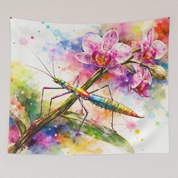 Item preview, Colorful Insect on Orchid Branch designed and sold by cuprum.