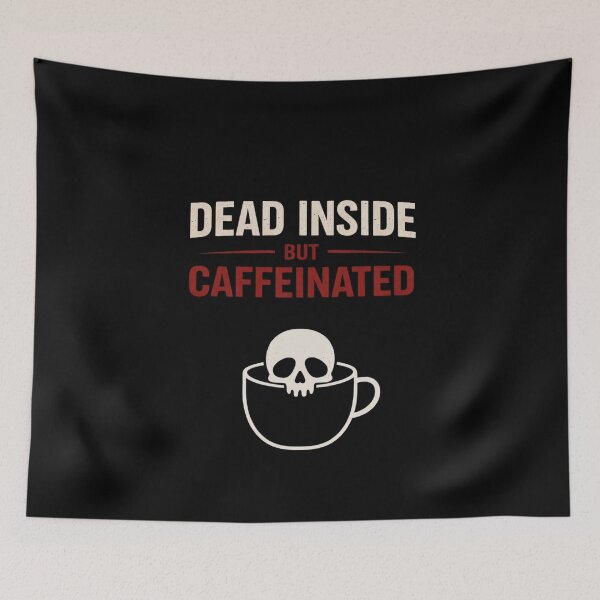 Item preview, Dead Inside But Caffeinated Funny Coffee Shirt Dark Humor Minimalist Skull Tee designed and sold by VibeOffline Studio.