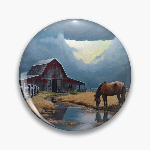 Item preview, Horse at the Water’s Edge – Rustic Barn Wall Art Print designed and sold by White Buffalo Art.