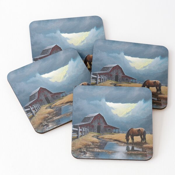 Item preview, Horse at the Water’s Edge – Rustic Barn Wall Art Print designed and sold by White Buffalo Art.