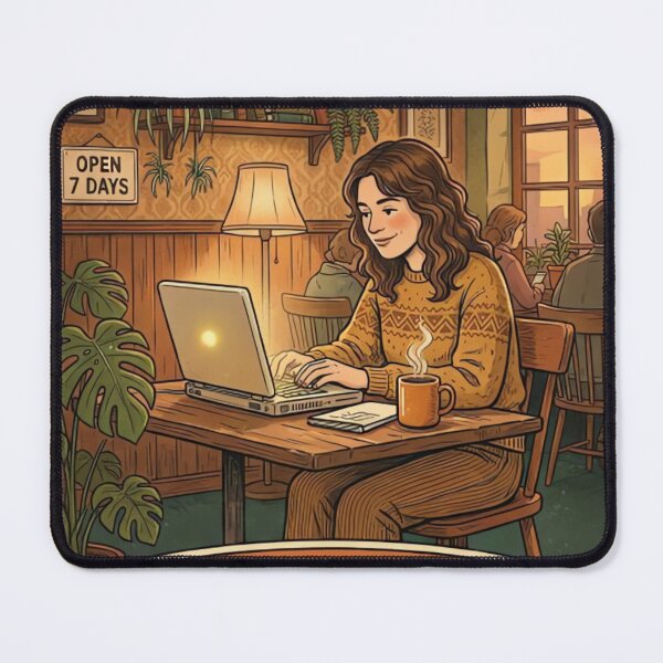 Item preview, WiFi Is My Office Cozy Coffee Shop Retro Laptop Lifestyle 70s Design designed and sold by urbinet.