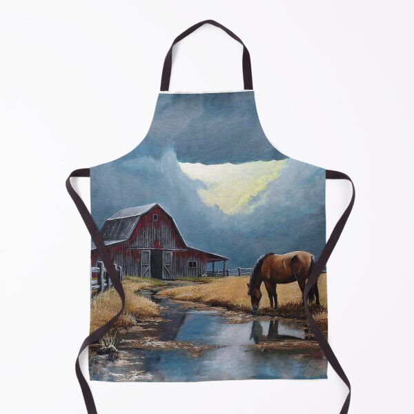 Item preview, Horse at the Water’s Edge – Rustic Barn Wall Art Print designed and sold by White Buffalo Art.