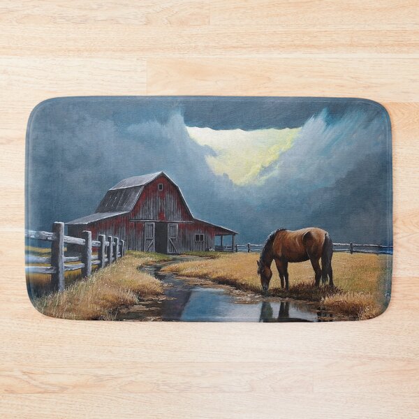 Item preview, Horse at the Water’s Edge – Rustic Barn Wall Art Print designed and sold by White Buffalo Art.