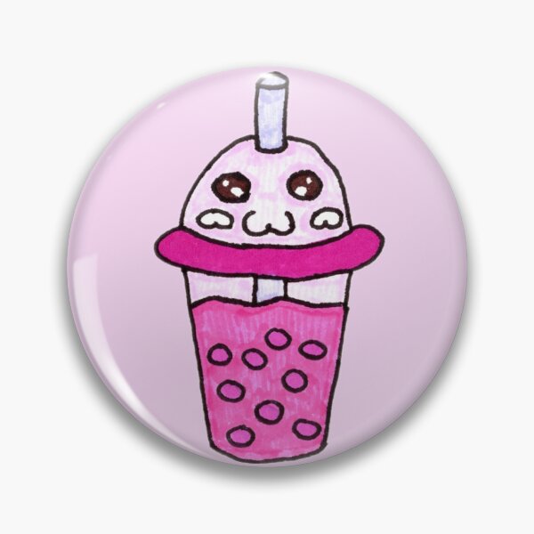 Item preview, a pink bubble tea with a cute face designed and sold by Mellis-Welt.