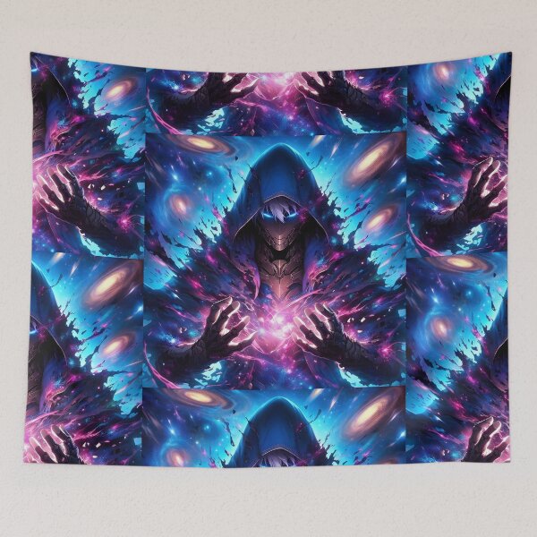 Item preview, The Cosmic  Anime Weaver: Mysterious Hooded Entity Harnessing Galactic Energy in the Void designed and sold by MouradStudio.