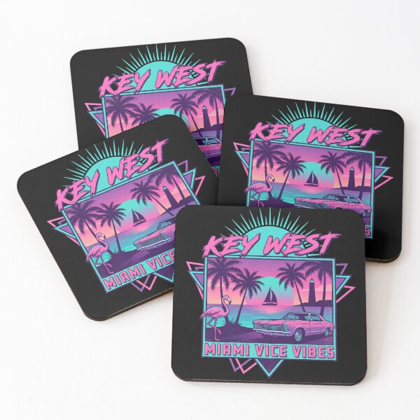 Item preview, Key West Miami Vice Vibes Retro Sunset Flamingo Palm Trees 80s Aesthetic Vintage Beach Car designed and sold by Milasneeze.
