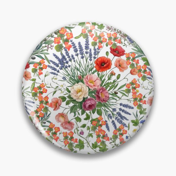 Item preview, Intricate Botanical Wildflower Pattern - Red Poppies, Lavender, and Nasturtium  designed and sold by VibranPalette.