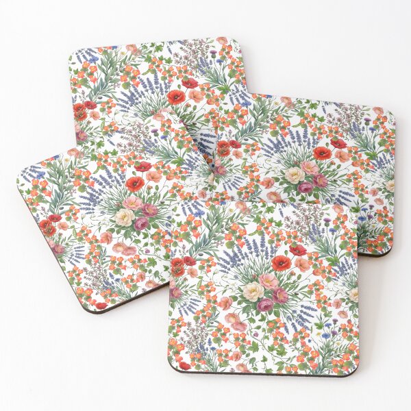 Item preview, Intricate Botanical Wildflower Pattern - Red Poppies, Lavender, and Nasturtium  designed and sold by VibranPalette.