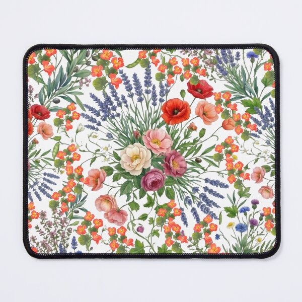 Item preview, Intricate Botanical Wildflower Pattern - Red Poppies, Lavender, and Nasturtium  designed and sold by VibranPalette.