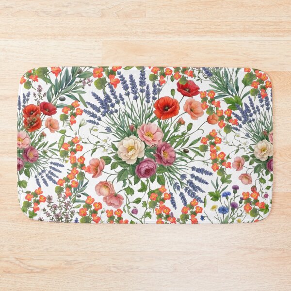 Item preview, Intricate Botanical Wildflower Pattern - Red Poppies, Lavender, and Nasturtium  designed and sold by VibranPalette.