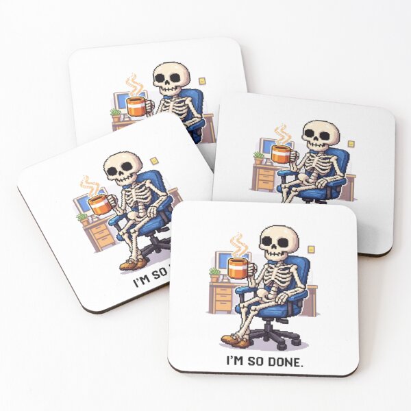 Item preview, "I'm So Done." Office Skeleton Pixel Art T-Shirt designed and sold by NoriudaR.