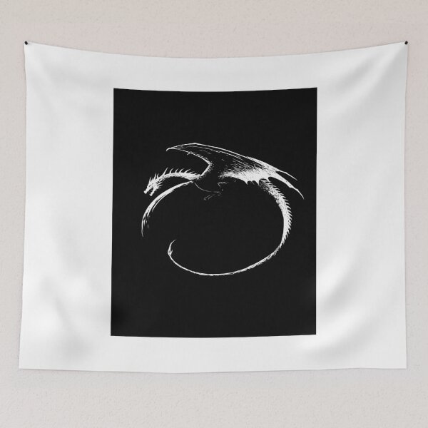 Item preview, Minimalist Coiled Dragon Fantasy Mythical Art designed and sold by NicolasGlowArt.