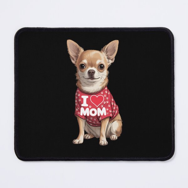 Item preview, Chihuahua Wearing a red Shirt with paw Print Text I Love MOM designed and sold by fantasticdesign.
