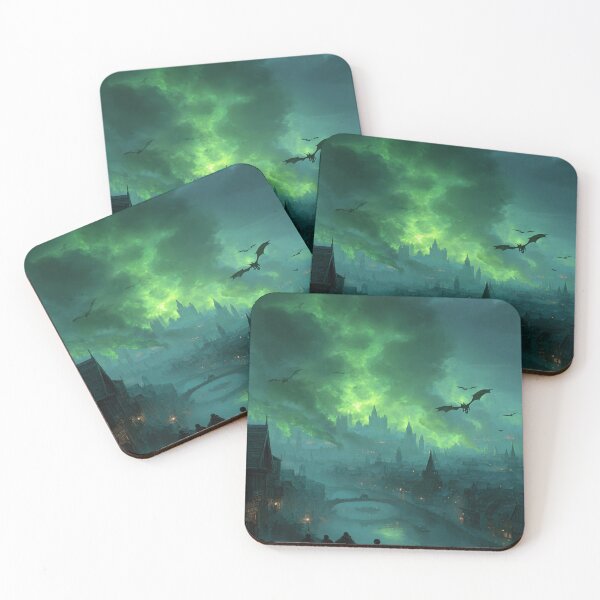 Item preview, Dark Fantasy Dragon City Green Sky Watchers designed and sold by NicolasGlowArt.