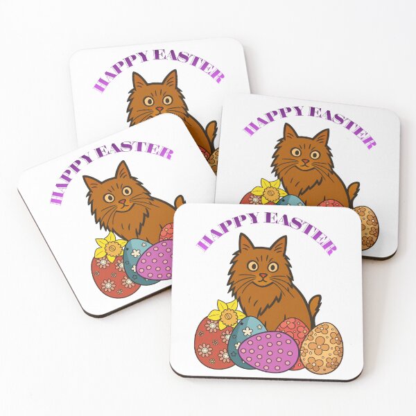 Item preview, Happy Easter And Easter Cat and Eggs. designed and sold by Dinasshop.