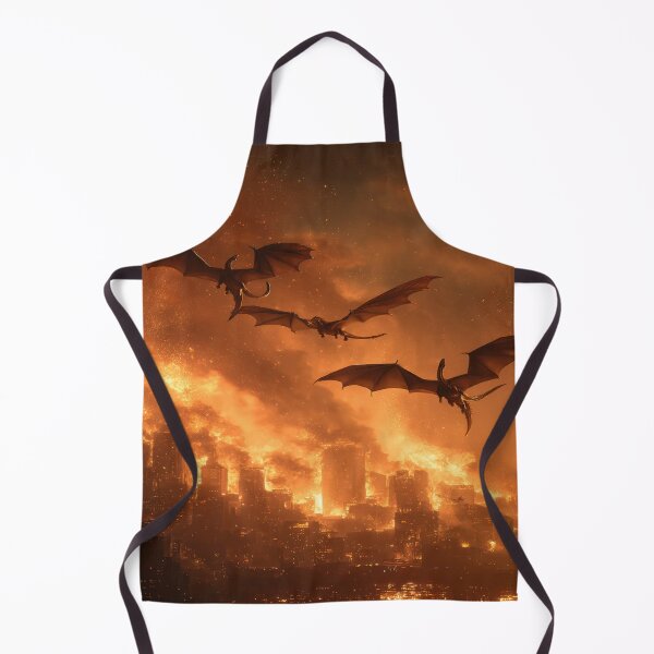Item preview, Flying Dragons Burning City Fantasy Apocalypse designed and sold by NicolasGlowArt.