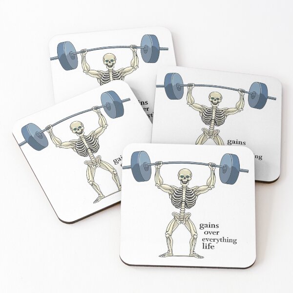 Item preview, Funny Skeleton Gym Gains Over Everything Sticker designed and sold by LYZ7VANI.