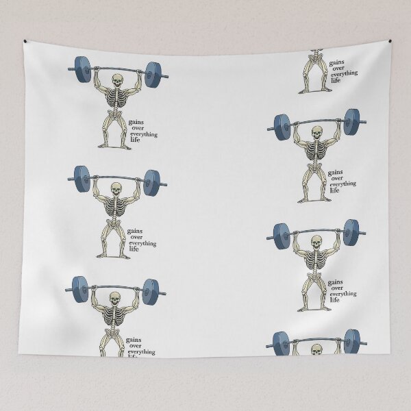 Item preview, Funny Skeleton Gym Gains Over Everything Sticker designed and sold by LYZ7VANI.