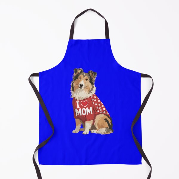Item preview, Collie Wearing a red Shirt with paw Prints Text I Love MOM designed and sold by fantasticdesign.