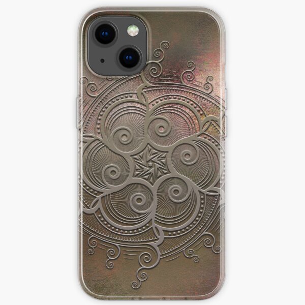Mobile skin case mandala brown iPhone Soft Case