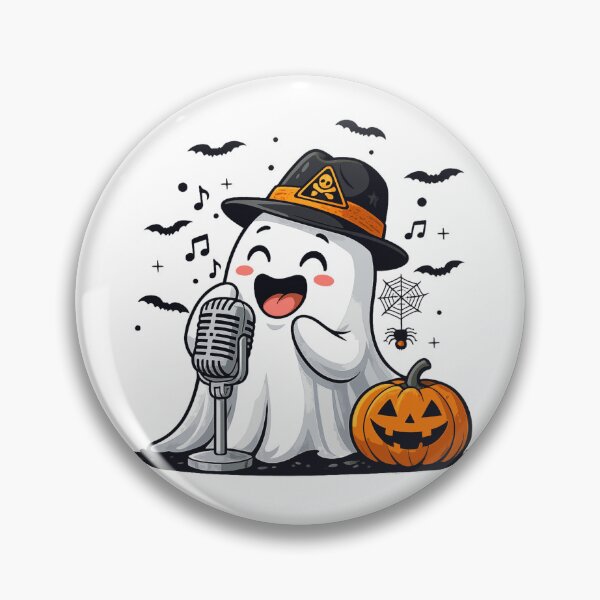 Artikelvorschau, Niedlicher singender Halloween-Geist, Kawaii-Gruselgeist-Design, lustiger Kürbisgeist, niedliche Halloween-Illustration, gruselig-niedliche Ästhetik entworfen und verkauft von Be-You-Vibes.