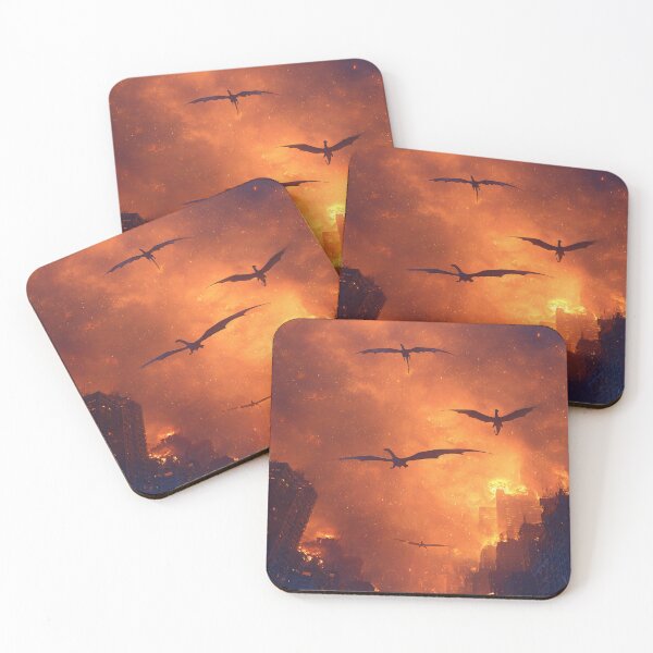 Item preview, Epic Dragons Flying Over Burning City Apocalypse designed and sold by NicolasGlowArt.
