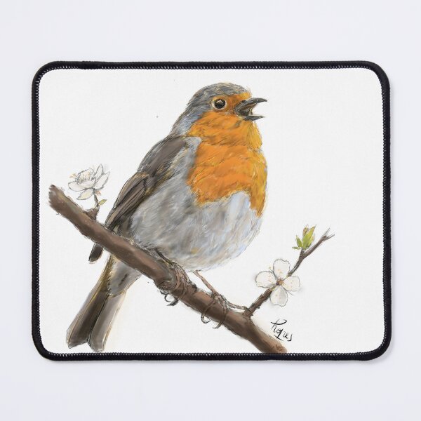 Item preview, Robin Bird Singing Illustration – Nature Songbird Art Print designed and sold by hopenoli_art.