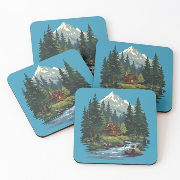 Item preview, Cozy Cottage in Nature Forest Landscape Home Art Design designed and sold by Chroma Dreams .
